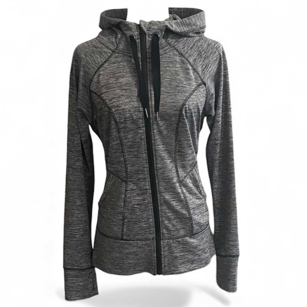 90 Degree Black Gray Space Dye Full Zip Hoodie Jacket Athletic Athleisure Gym - Picture 1 of 9